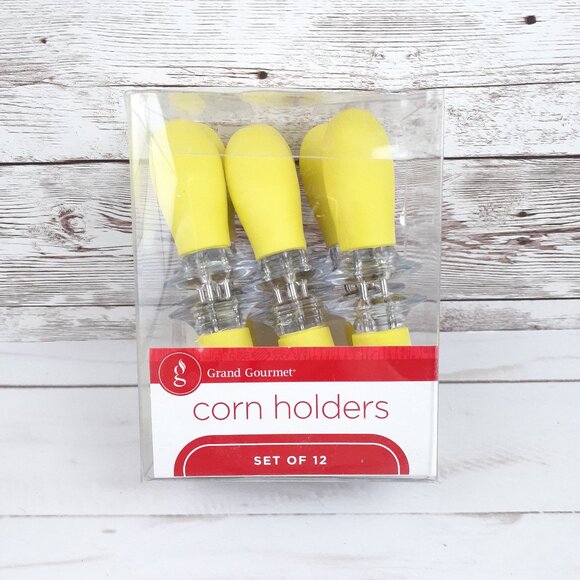 Grand Gourmet Corn Holders Set of 12 Soft Grip Yellow - Picture 1 of 2